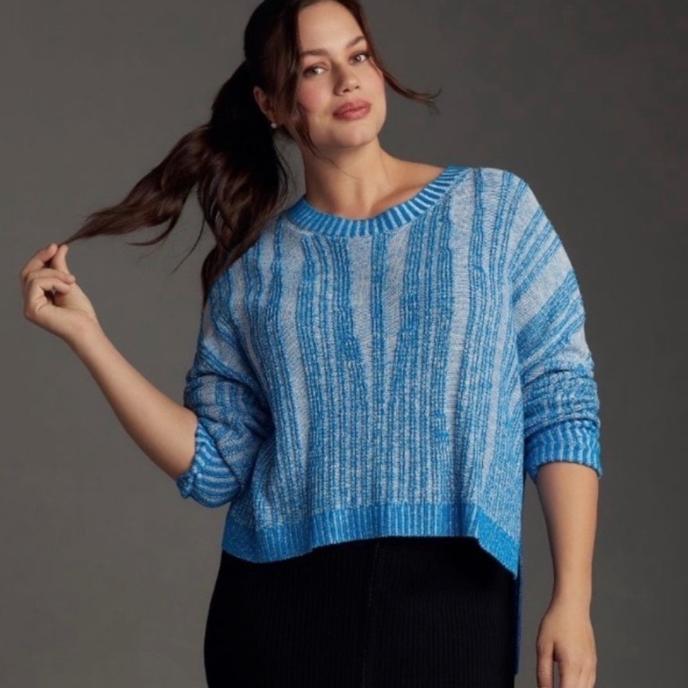 Anthropologie Pilcro High Low Soft Textured Marled Sweater Pullover NWT Size M